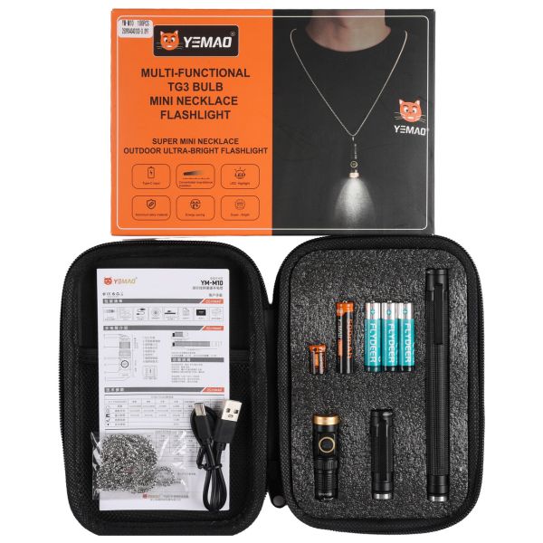 Портативний ліхтар YEMAO YM-M10, 800LM, акумулятори 10440 + 10180 (500 + 120 mAh), 3xAAA, чохол