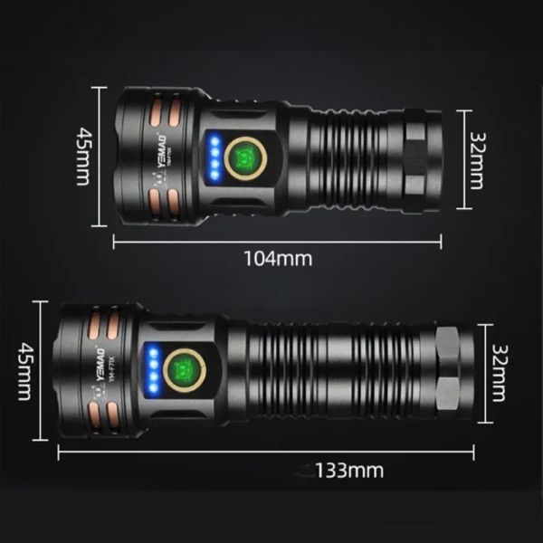 Ліхтар YEMAO YM-F71X-TG+6P35, 1x26650/26350, ЗУ Type-C, магніт, IP55