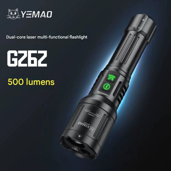 Ліхтар YEMAO YM-G262-TG+лазер(Green), 1x26650, ЗУ Type-C, zoom