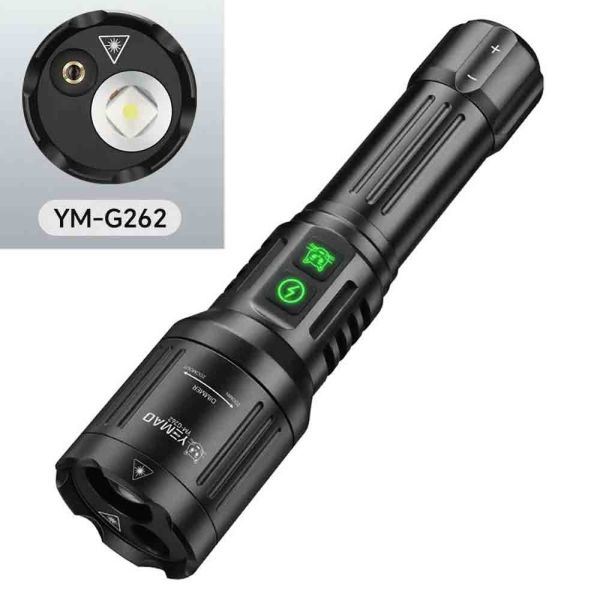 Ліхтар YEMAO YM-G262-TG+лазер(Green), 1x26650, ЗУ Type-C, zoom