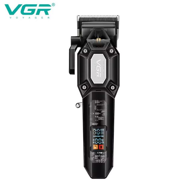 Акумуляторна машинка для стрижки (clipper) VGR V-600 BLACK, 6 насадок, регулятор висоти, LED display, 7000 RPM