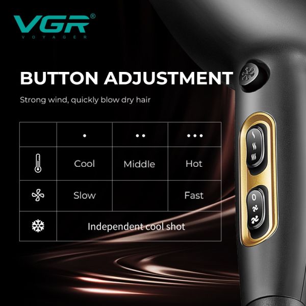Фен професійний VGR V-457 PINK, 2 швидкості, 3 температурні режими, 2400 Вт