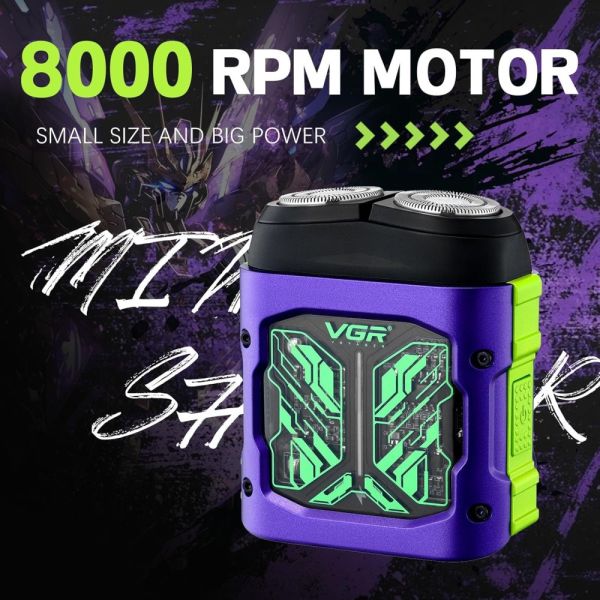 Електробритва VGR V-344 PURPLE, роторна, 8000 RPM, IPX6