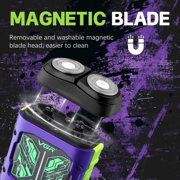 Електробритва VGR V-344 PURPLE, роторна, 8000 RPM, IPX6