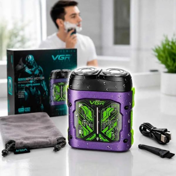 Електробритва VGR V-344 PURPLE, роторна, 8000 RPM, IPX6