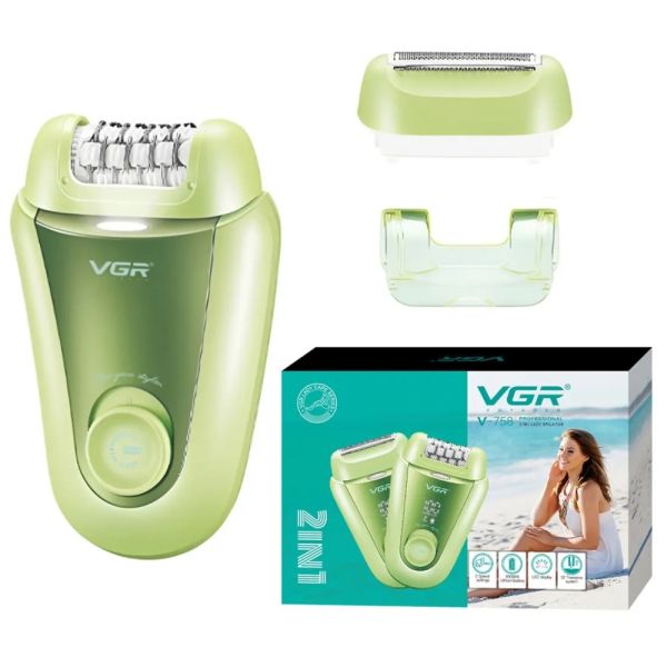 Епілятор VGR 2 в 1 V-758 GREEN, 2 насадки