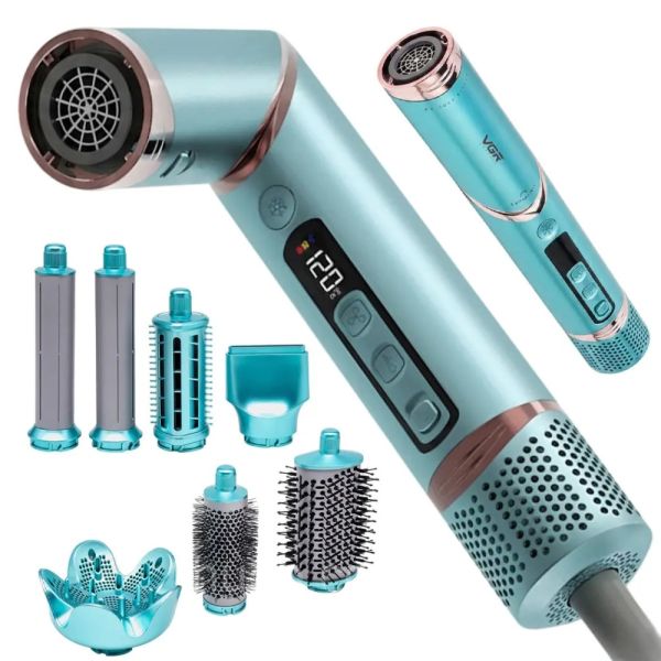 Фен-стайлер VGR 7 в 1 V-477 GREEN, Professional, 7 насадок, 1400 Вт