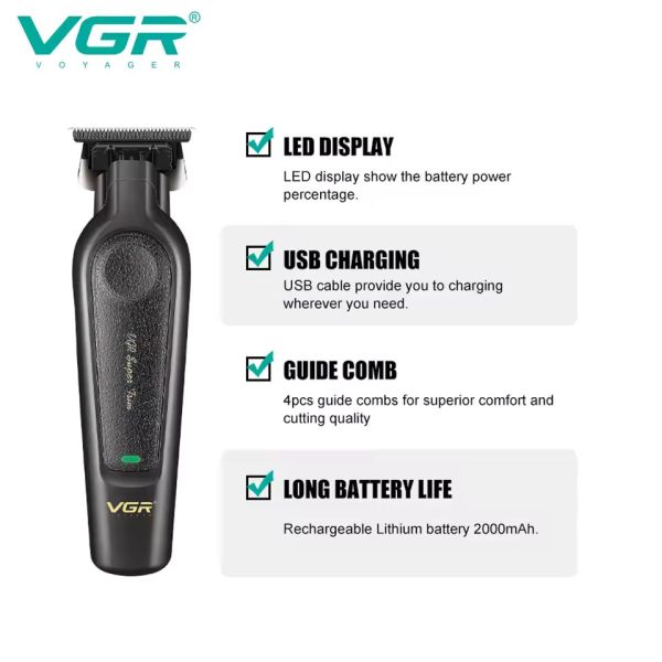 Комплект VGR 2 в 1 V-197&995, акумуляторна машинка для стрижки (clipper) та триммер