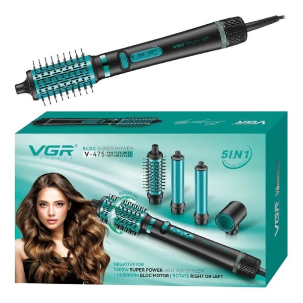 Фен-стайлер VGR 5 в 1 V-475 BLACK, Professional, 5 насадок, 1500 Вт