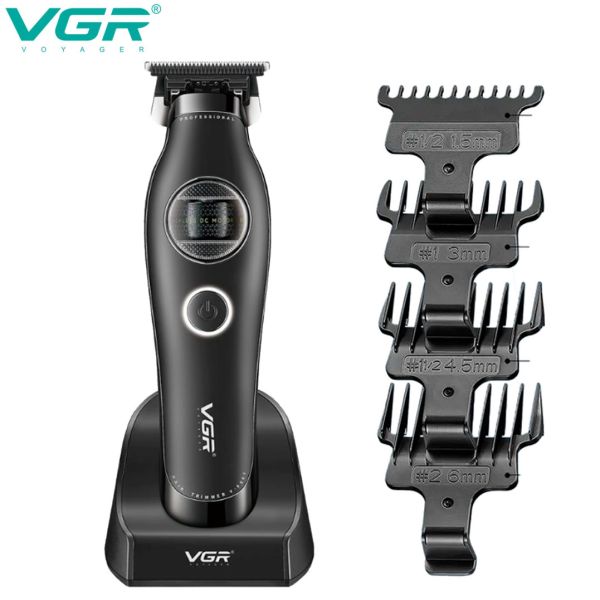 Тример VGR V-880T BLACK, EXTERNAL ROTOR MOTOR, MIM BLADE, 4 насадки, док-станція