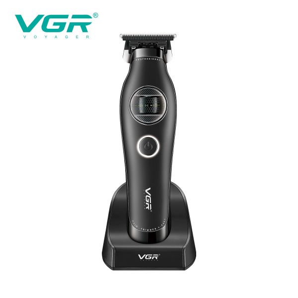 Тример VGR V-880T BLACK, EXTERNAL ROTOR MOTOR, MIM BLADE, 4 насадки, док-станція