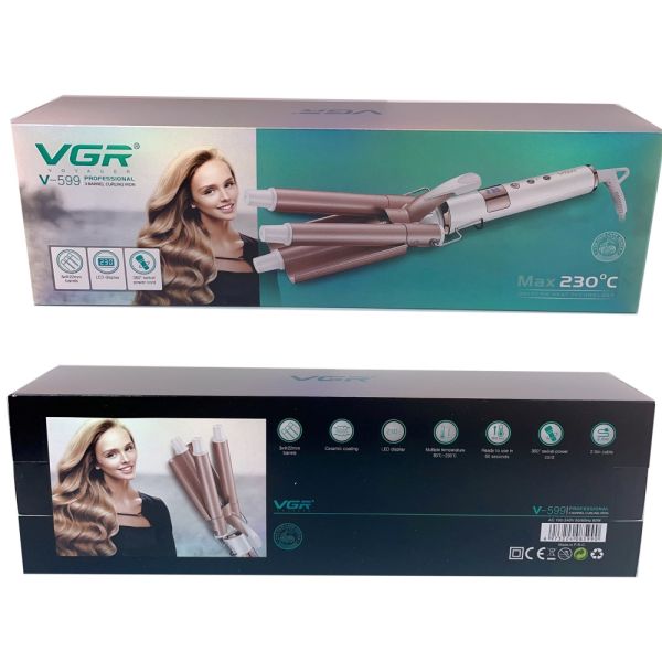 Плойка потрійна VGR V-599, 100-230°C, керамічне покриття, LED display, 90W