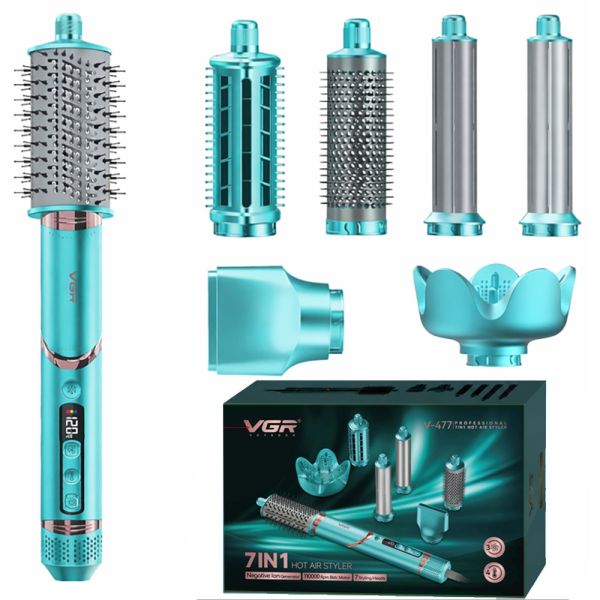 Фен-стайлер VGR 7 в 1 V-477 GREEN, Professional, 7 насадок, 1400 Вт