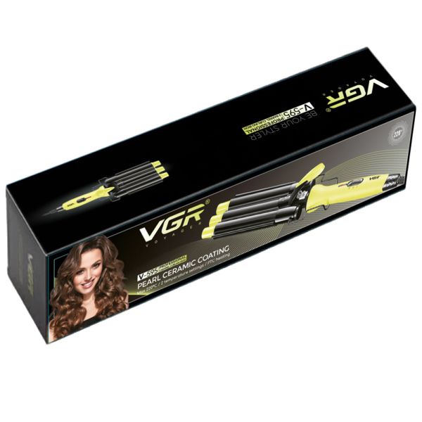 Плойка потрійна VGR V-595 YELLOW, 5 режимів роботи, керамічне покриття, LED display, 100 Вт