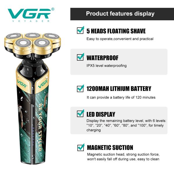 Електробритва VGR V-330, роторна, IPX5