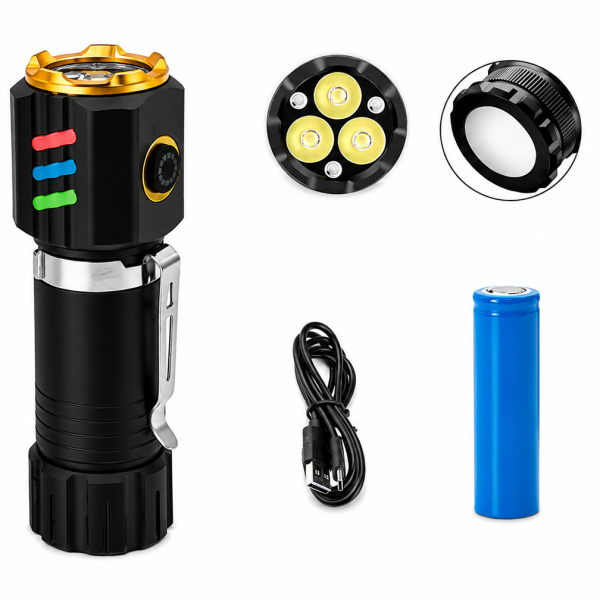 Ліхтар NIGHT VISION FLUORESCENCE 301-3XTE, 1x18650, ЗП Type-C, магніт, Box