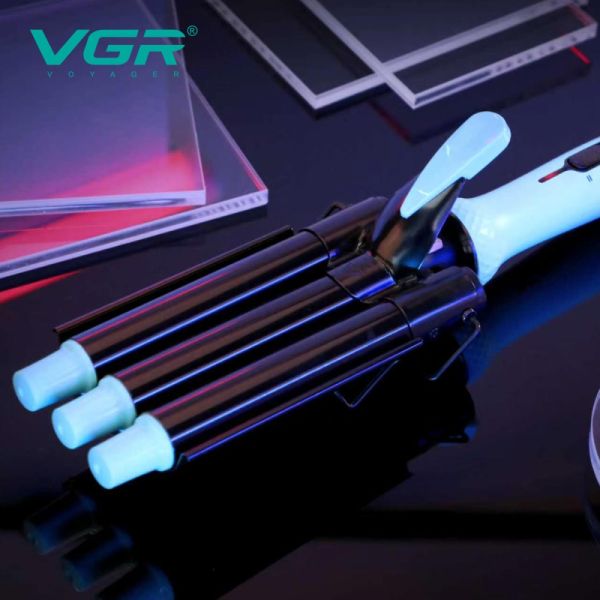 Плойка потрійна VGR V-595 BLUE, 5 режимів роботи, керамічне покриття, LED display, 100 Вт