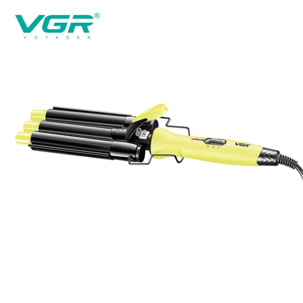 Плойка потрійна VGR V-595 YELLOW, 5 режимів роботи, керамічне покриття, LED display, 100 Вт
