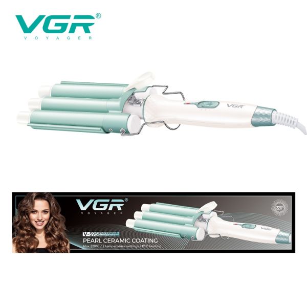 Плойка потрійна VGR V-595 WHITE, 5 режимів роботи, керамічне покриття, LED display, 100 Вт